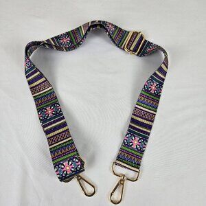 Colorful Striped Shoulder Replacement Strap Long Adjustable Gold Hardware
